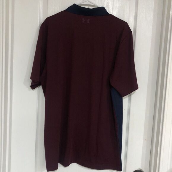 New Under‎ Armour Blocked “The Performance Polo” Golf Polo Large Maroon & Blue - Picture 7 of 7